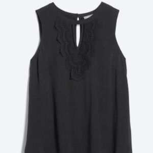 DANIEL RAINN Quin Sleeveless Keyhole Crochet Blouse  XLP | Black